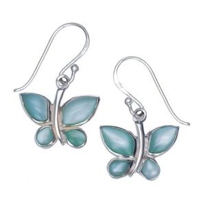 Green Mother of Pearl Butterfly Earrings